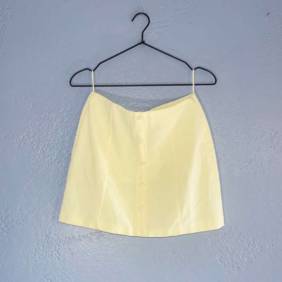 Zara Yellow Linen Mini Skirt Size Small - Picture 2 of 9